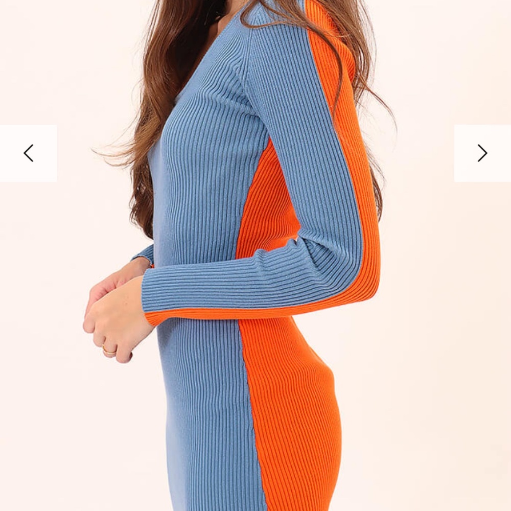 💙🧡 NWT Frnch Paris Aimee Colorblock Bodycon Dress - Picture 3 of 7